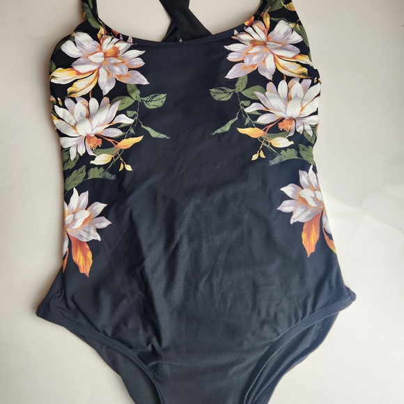 Calvin Klein Black Floral One-Piece Swimsuit - Picture 3 of 6